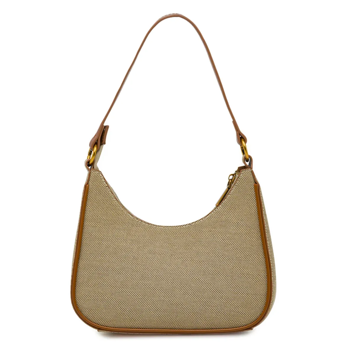 Borsa a spalla Donna Lora Ferres fantasia beige con finiture marroni