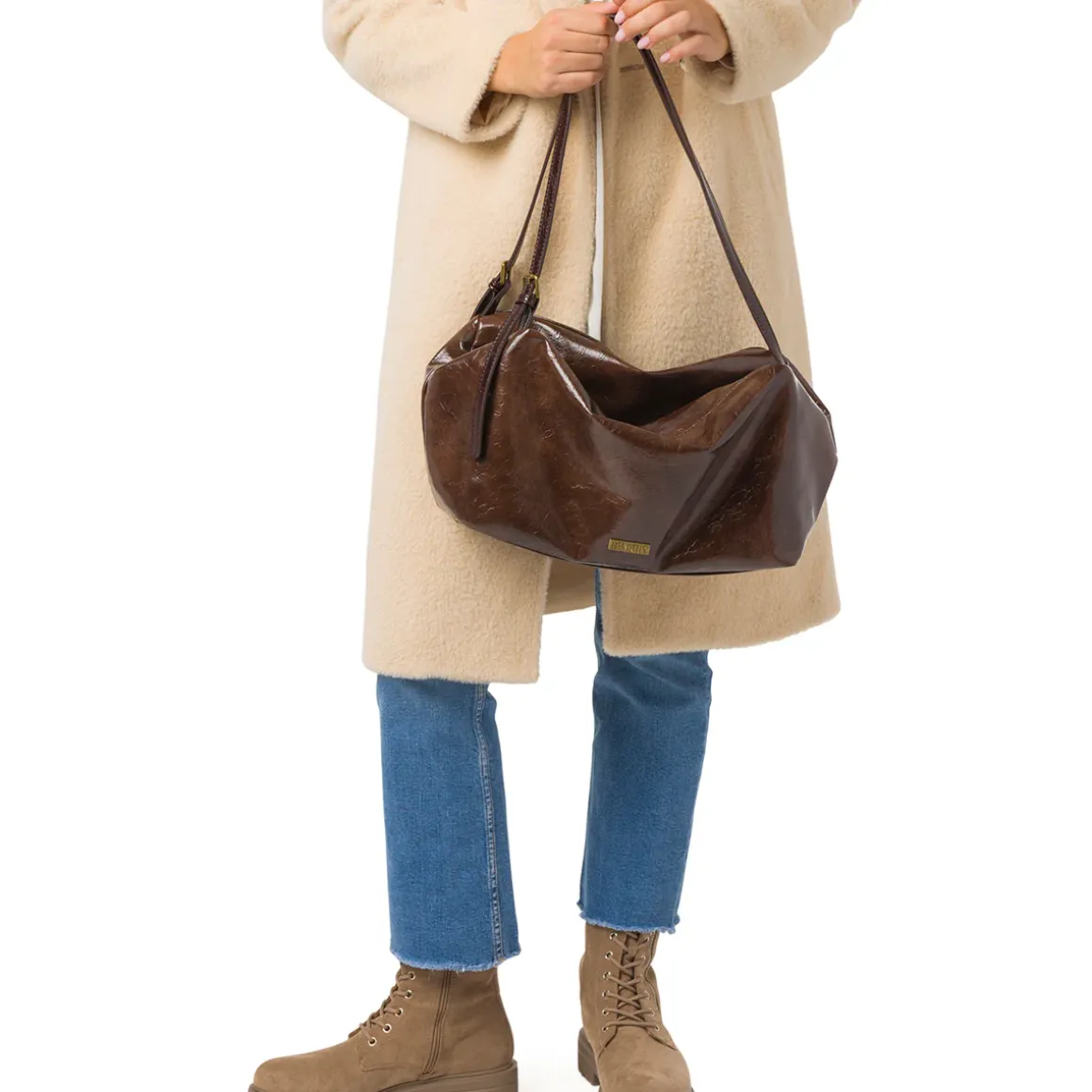 Borsa a spalla marrone da Donna Lora Ferres