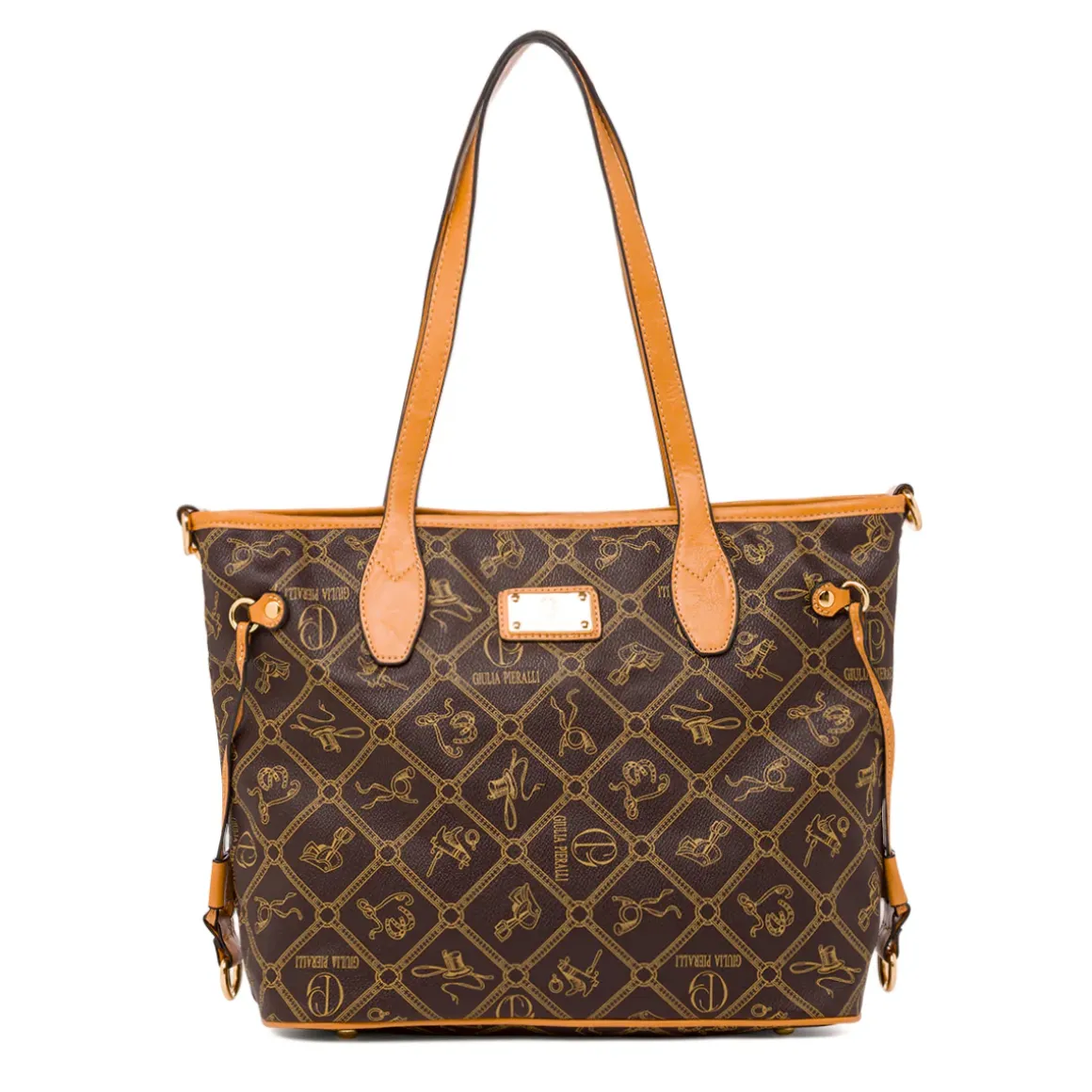 Borsa a spalla marrone da Donna con stampa All Over Giulia Pieralli