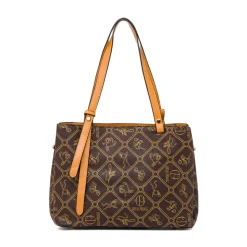 Borsa a spalla marrone da Donna con stampa All Over Giulia Pieralli