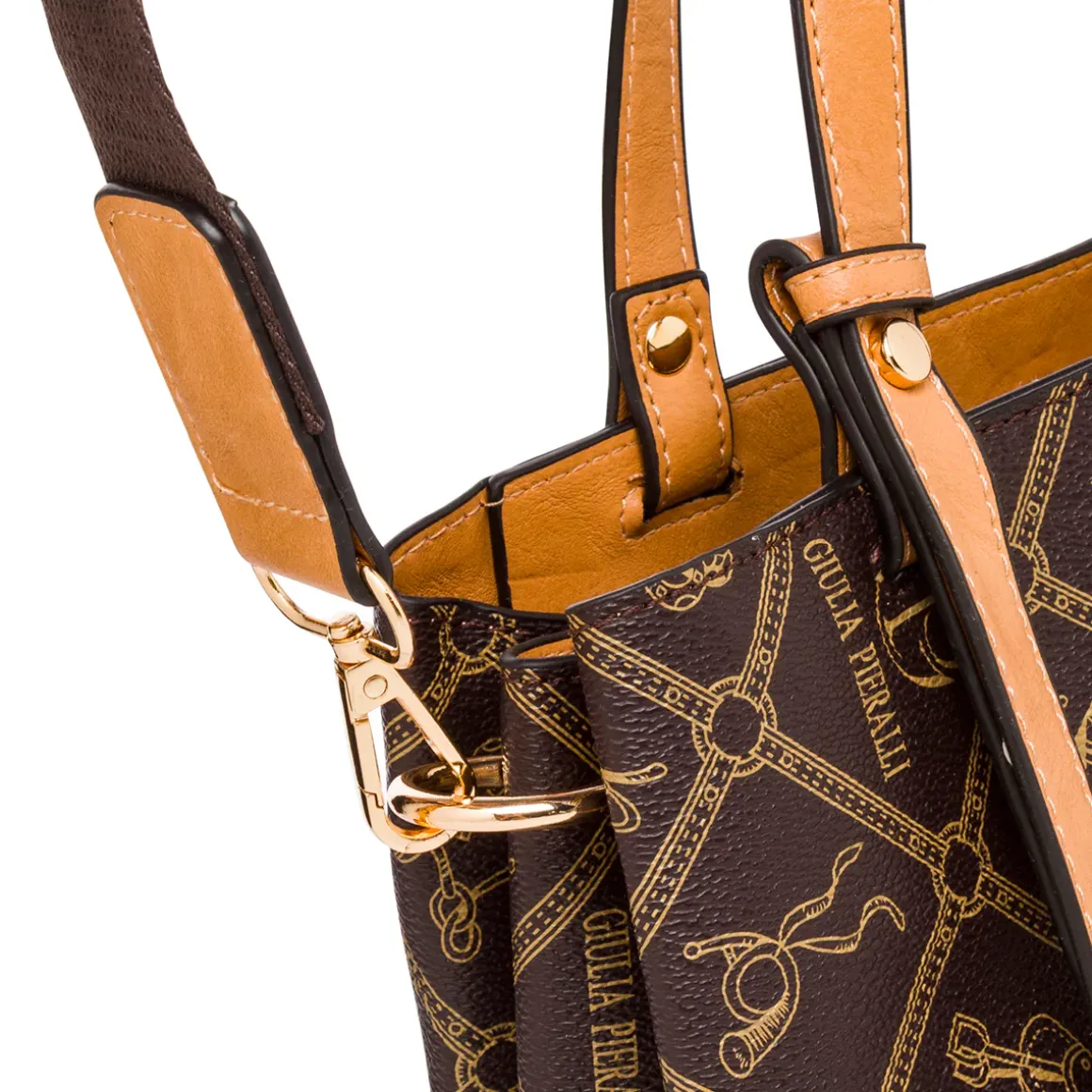 Borsa a spalla marrone da Donna con stampa All Over Giulia Pieralli