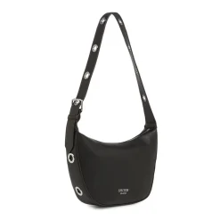 Borsa a Spalla Nera con Manico a Occhielli Swish Jeans