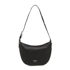 Borsa a Spalla Nera con Manico a Occhielli Swish Jeans