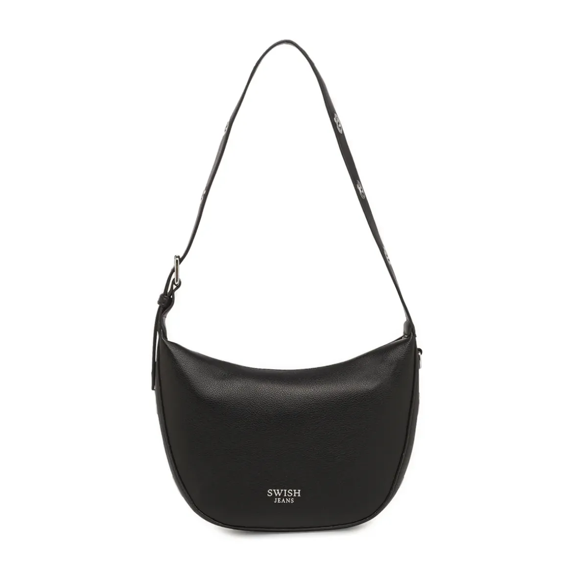 Borsa a Spalla Nera con Manico a Occhielli Swish Jeans