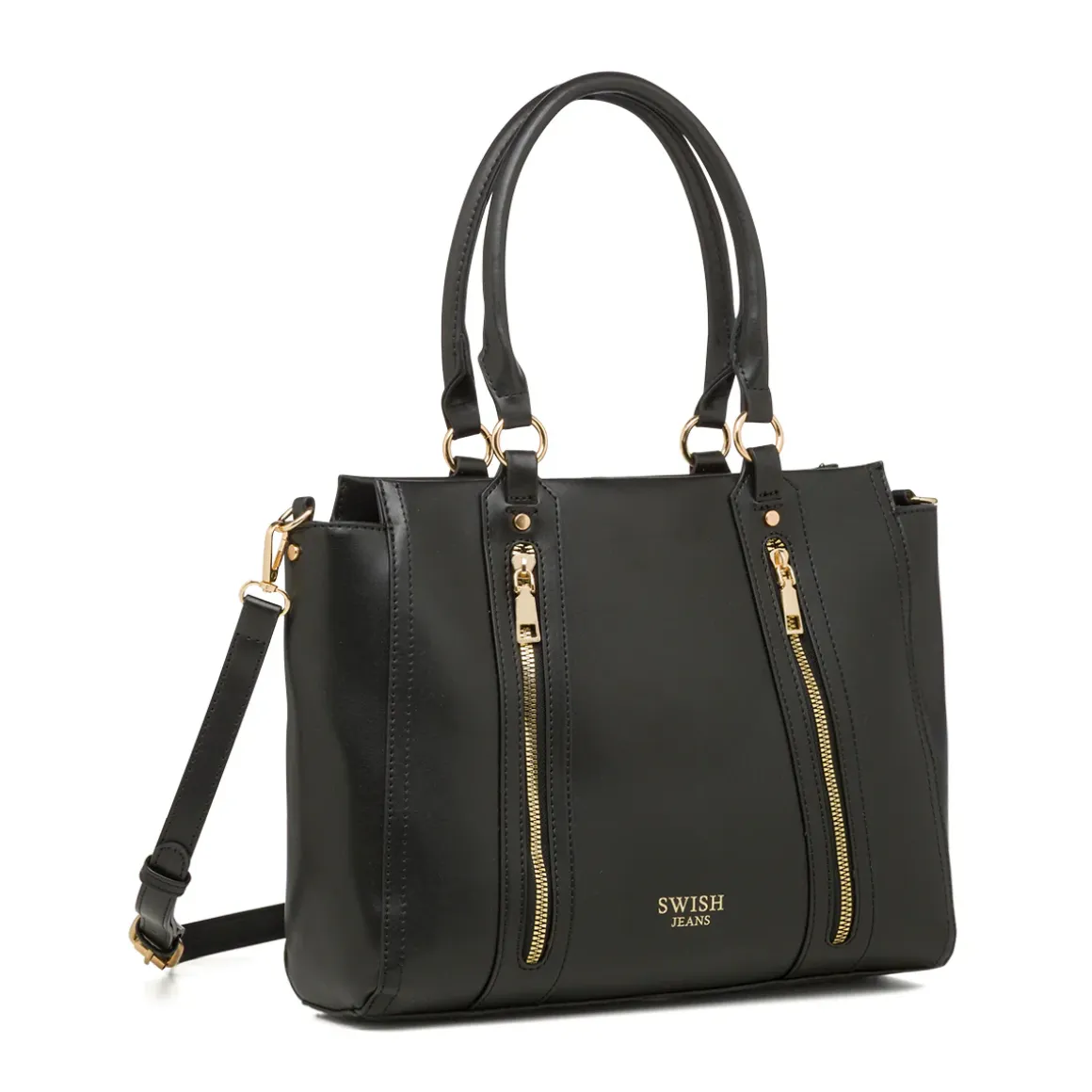 Borsa a spalla nera da Donna con dettagli zip Swish Jeans