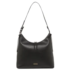 Borsa a spalla nera da Donna con zip e logo Lora Ferres