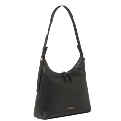 Borsa a spalla nera da Donna con zip e logo Lora Ferres