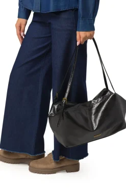 Borsa a spalla nera da Donna con logo Lora Ferres
