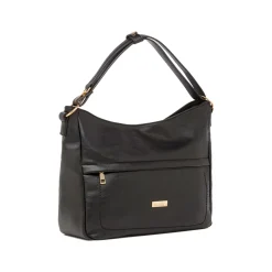 Borsa a spalla nera da Donna con tasca e logo frontale Lora Ferres