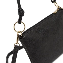 Borsa a spalla nera da Donna con rifiniture dorate Lora Ferres