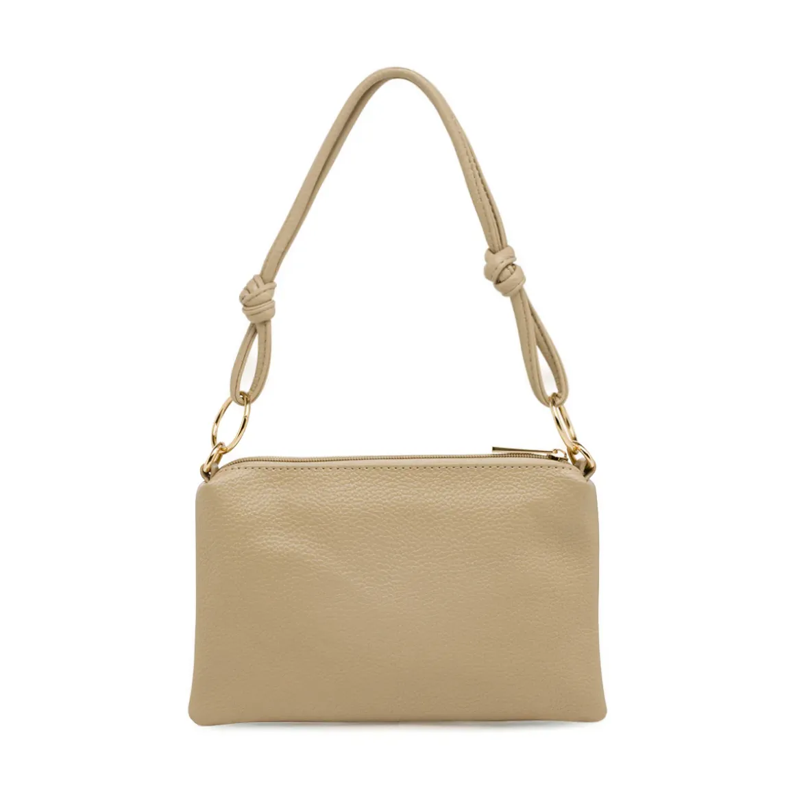 Borsa a spalla taupe da Donna con rifiniture dorate Lora Ferres