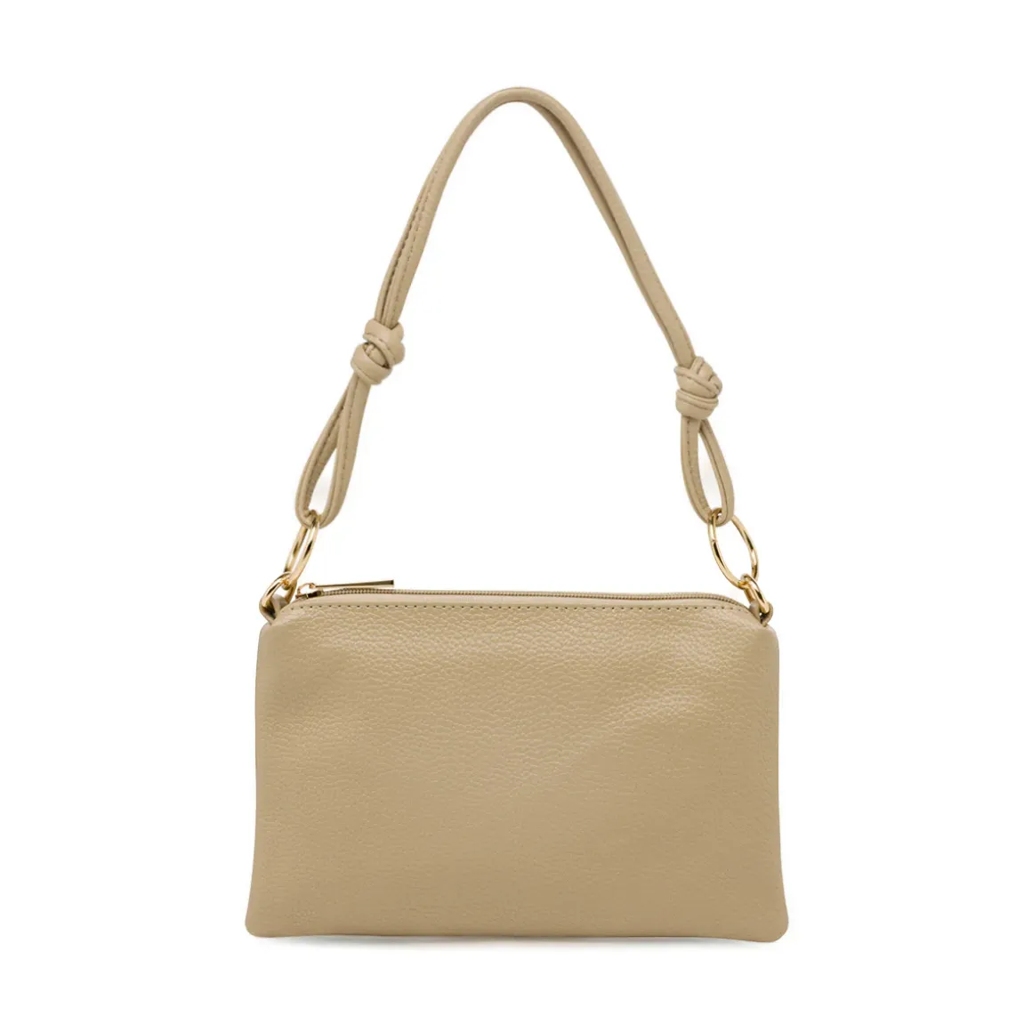 Borsa a spalla taupe da Donna con rifiniture dorate Lora Ferres
