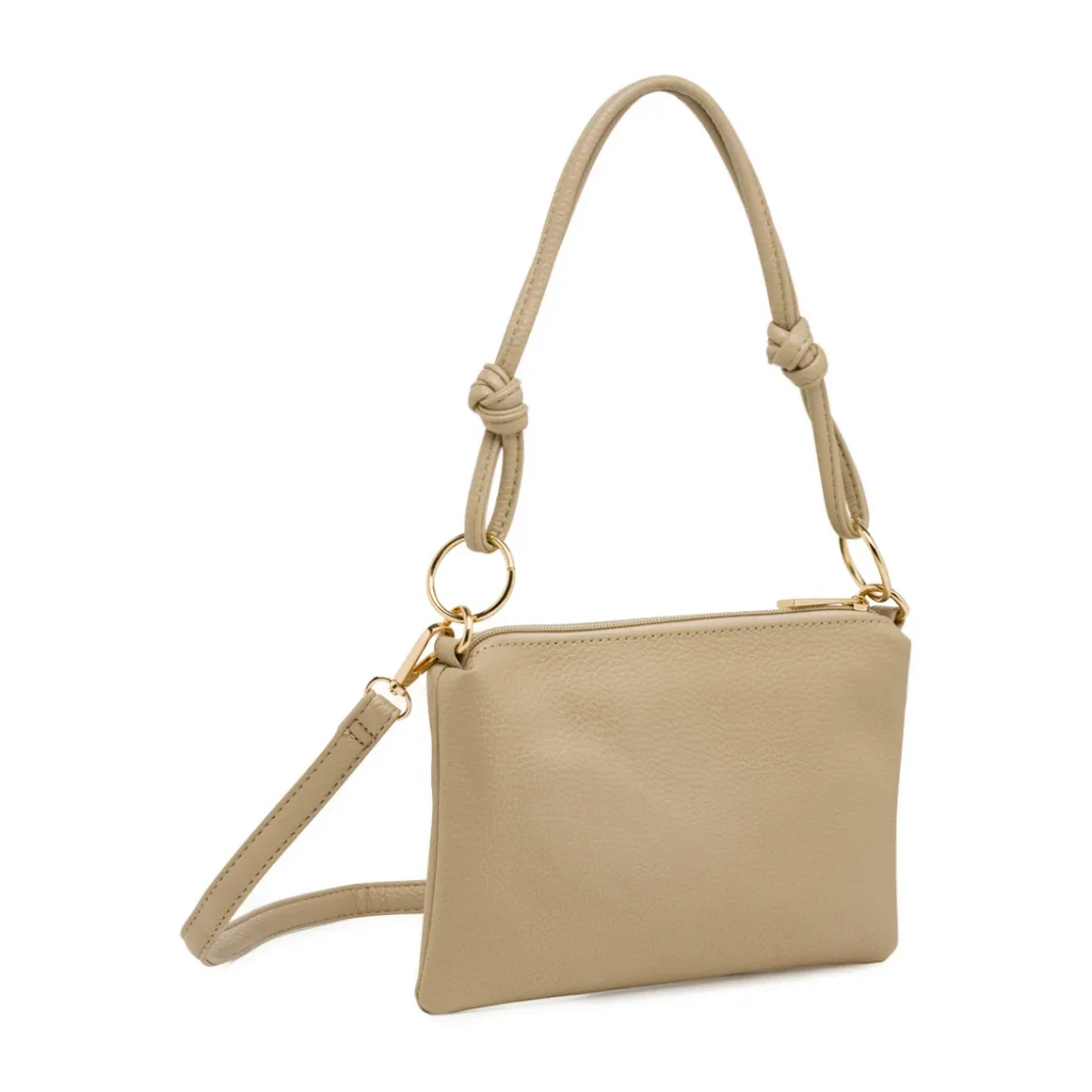 Borsa a spalla taupe da Donna con rifiniture dorate Lora Ferres
