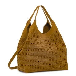 Borsa a spalla Tote Bag Donna marrone effetto scamosciato Lora Ferres