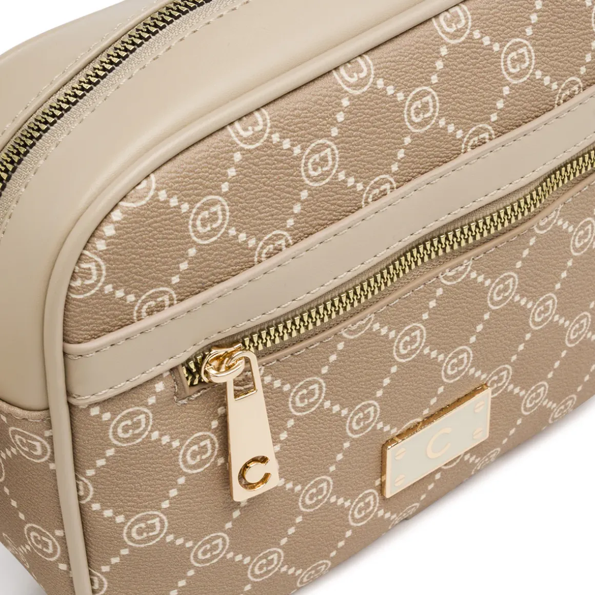 Borsa a tracolla beige da Donna con stampa monogram Carrera Jeans