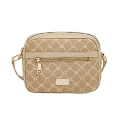 Borsa a tracolla beige da Donna con stampa monogram Carrera Jeans