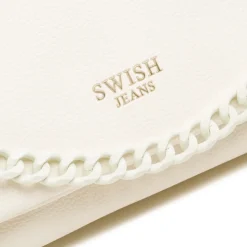 Borsa a Tracolla Bianca da Donna con catena e logo Swish Jeans