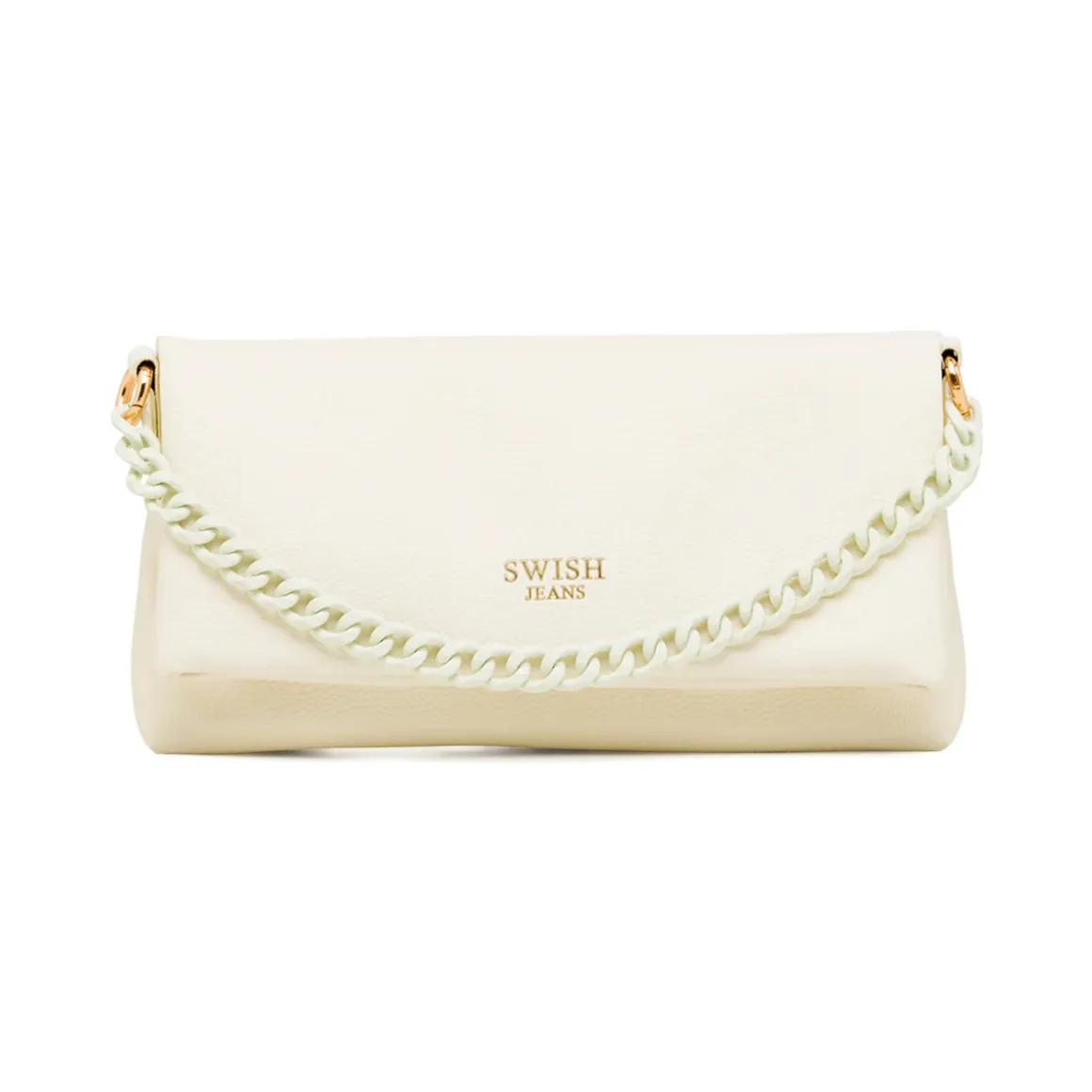 Borsa a Tracolla Bianca da Donna con catena e logo Swish Jeans