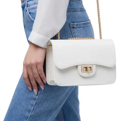 Borsa a tracolla bianca da Donna con chiusura a incastro Lora Ferres