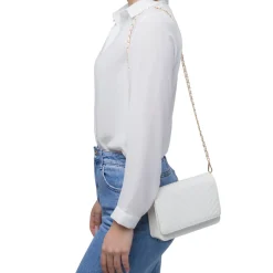 Borsa a tracolla bianca da Donna con motivo a Chevron Lora Ferres