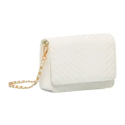 Borsa a tracolla bianca da Donna con motivo a Chevron Lora Ferres