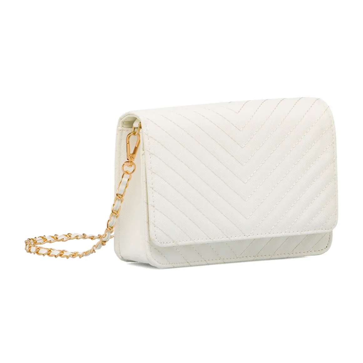 Borsa a tracolla bianca da Donna con motivo a Chevron Lora Ferres