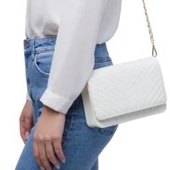 Borsa a tracolla bianca da Donna con motivo a Chevron Lora Ferres