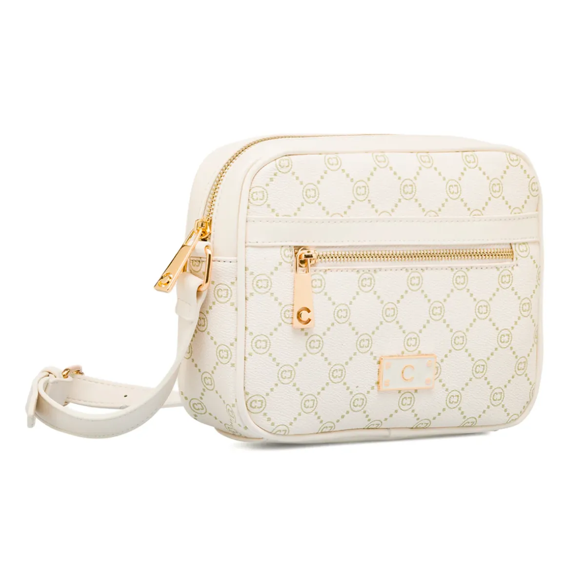 Borsa a tracolla Bianco Off White con logo stampato e zip dorata Carrera Jeans