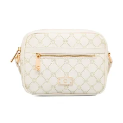 Borsa a tracolla Bianco Off White con logo stampato e zip dorata Carrera Jeans