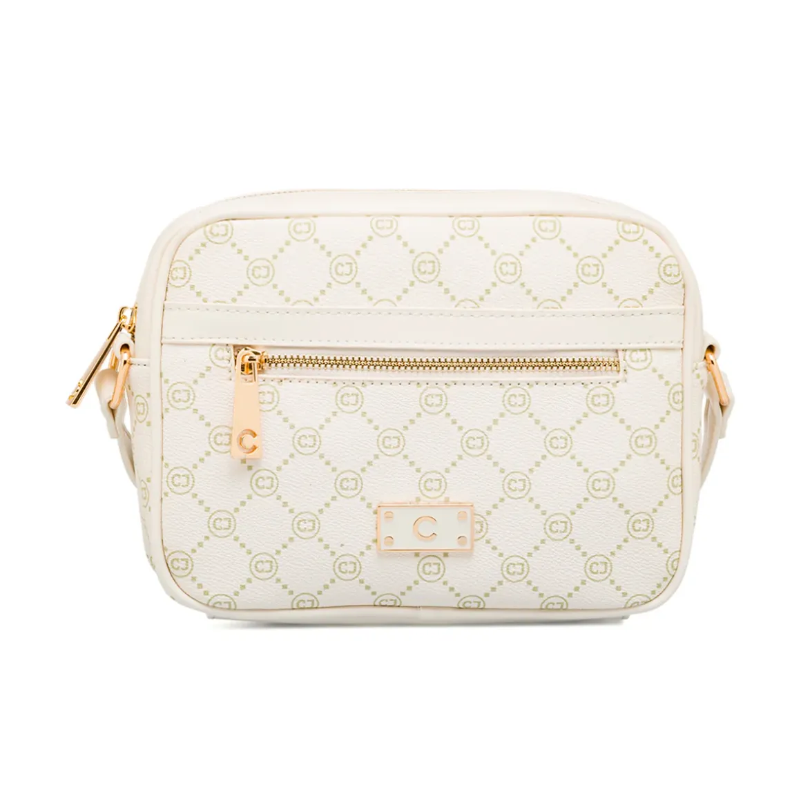 Borsa a tracolla Bianco Off White con logo stampato e zip dorata Carrera Jeans