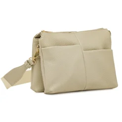 Borsa a tracolla bianco off white con tasche frontale Lora Ferres