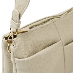 Borsa a tracolla bianco off white con tasche frontale Lora Ferres