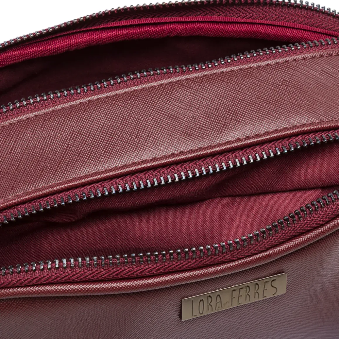 Borsa a tracolla Bordeaux da Donna con chiusura zip Lora Ferres