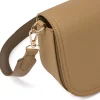 Borsa a tracolla da donna Lora Ferres beige con rifiniture color oro