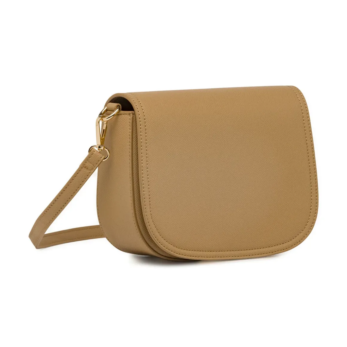 Borsa a tracolla da donna Lora Ferres beige con rifiniture color oro