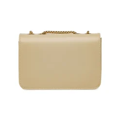 Borsa a tracolla da donna Lora Ferres beige con catena e dettagli oro