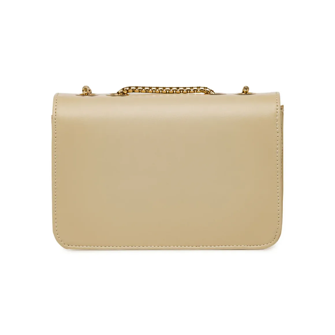 Borsa a tracolla da donna Lora Ferres beige con catena e dettagli oro