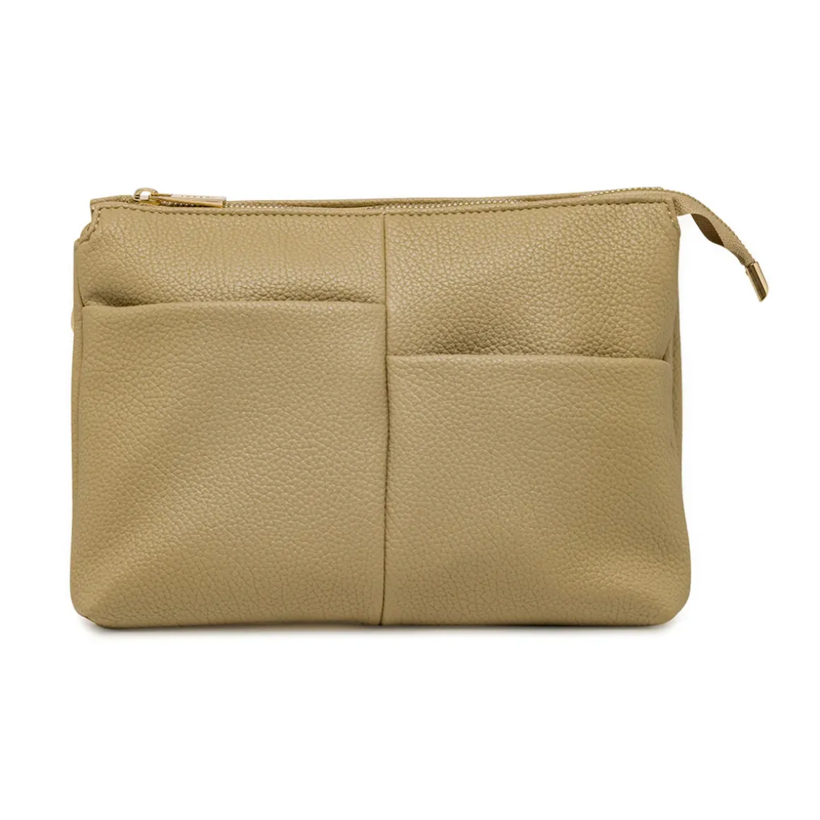 Borsa a tracolla da donna Lora Ferres beige con tasche frontali