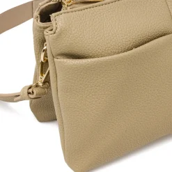 Borsa a tracolla da donna Lora Ferres beige con tasche frontali