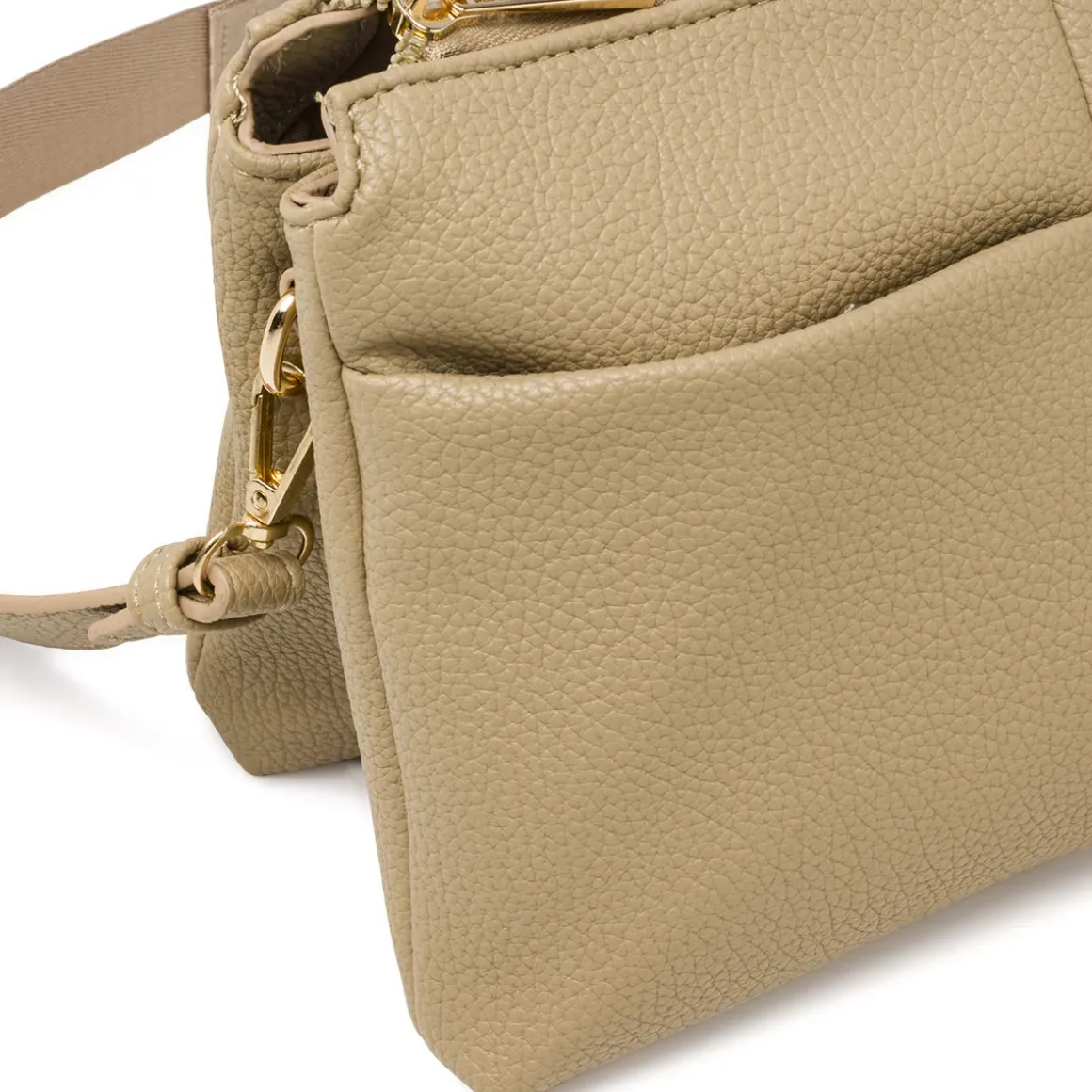 Borsa a tracolla da donna Lora Ferres beige con tasche frontali
