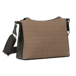 Borsa a Tracolla da Donna Marrone con Stampa Logo All Over Swish Jeans