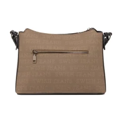 Borsa a Tracolla da Donna Marrone con Stampa Logo All Over Swish Jeans
