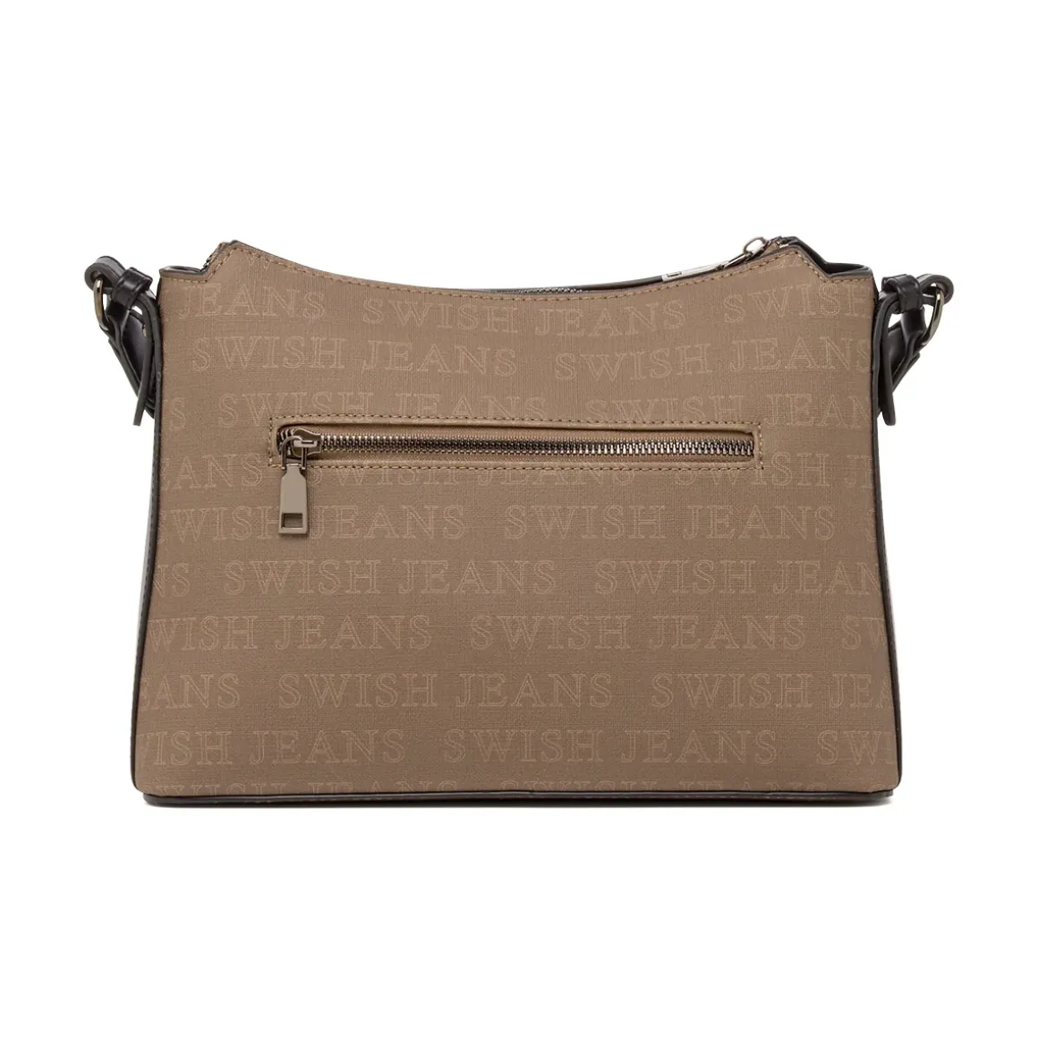 Borsa a Tracolla da Donna Marrone con Stampa Logo All Over Swish Jeans