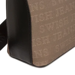 Borsa a Tracolla da Donna Marrone con Stampa Logo All Over Swish Jeans