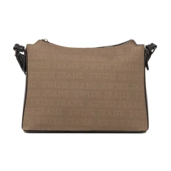 Borsa a Tracolla da Donna Marrone con Stampa Logo All Over Swish Jeans