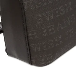 Borsa a Tracolla da Donna Nera con Stampa Logo All Over Swish Jeans