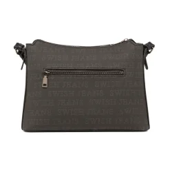 Borsa a Tracolla da Donna Nera con Stampa Logo All Over Swish Jeans