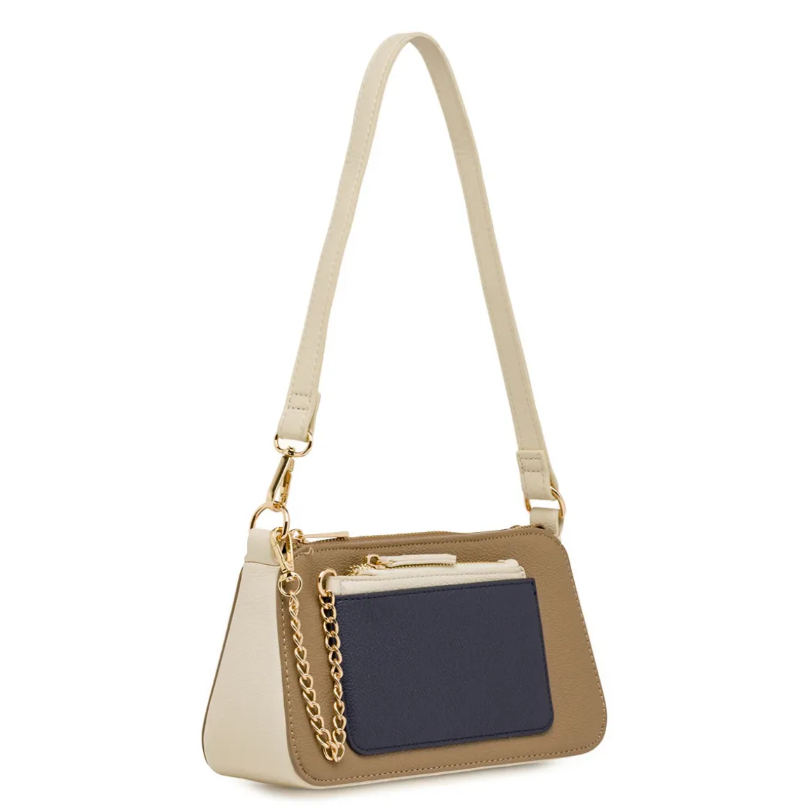 Borsa a tracolla da Donna taupe e marrone con catena Lora Ferres