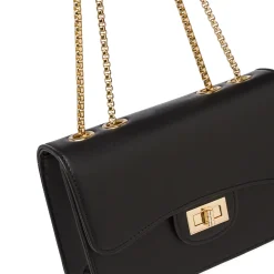 Borsa a tracolla donna nera Lora Ferres con catena metallica dorata
