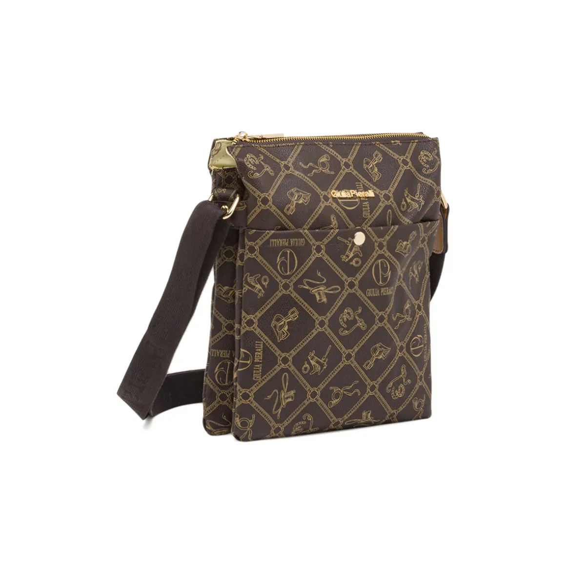 Borsa a tracolla marrone da Donna con stampa monogram Giulia Pieralli
